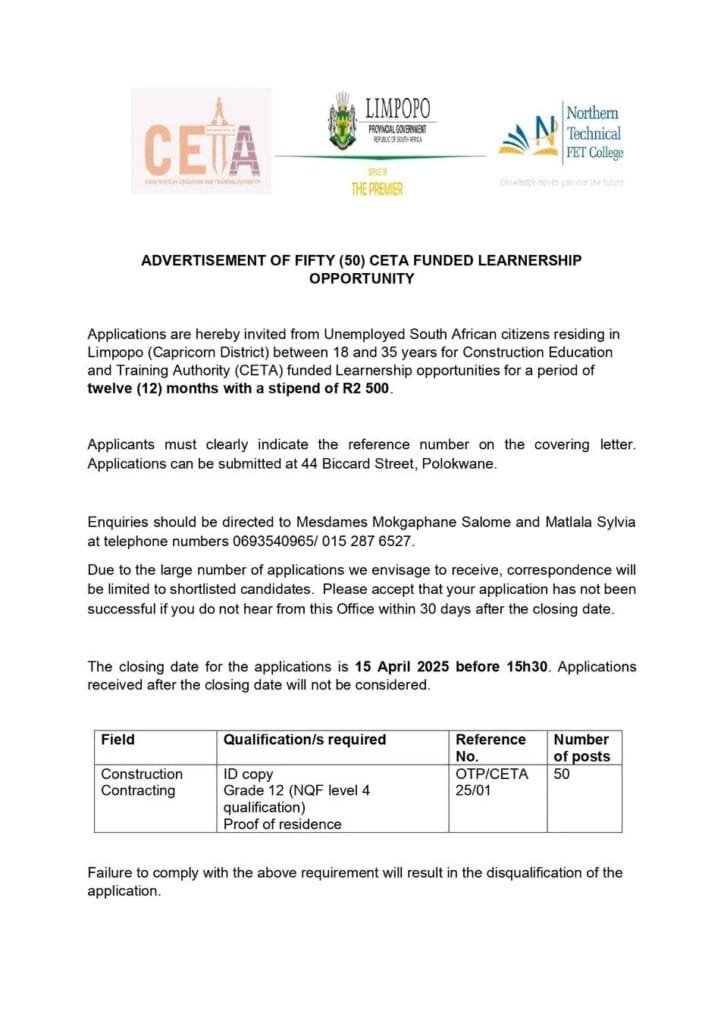 CETA Funded Learnership